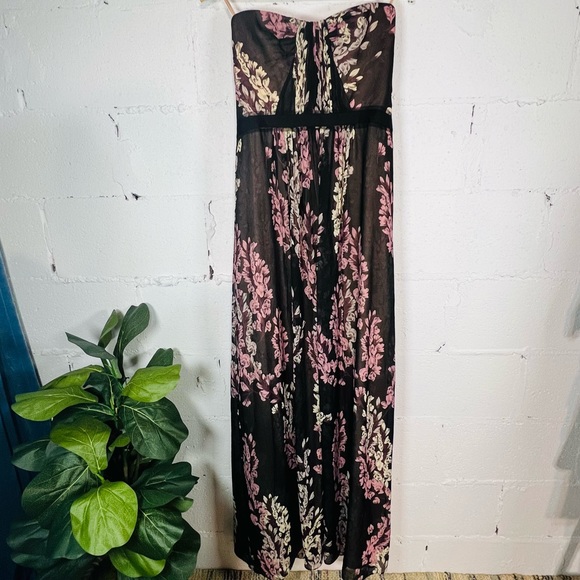 BCBG Maxazria Amber Strapless Floral Print Maxi Gown Dress- 12 - Picture 5 of 15